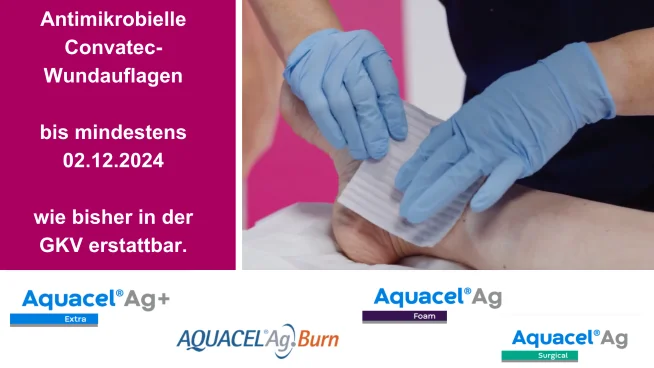 Antimikriobielle Wundauflagen von Convatec können bis mindestens 01. Dezember 2024 wie bisher verordnet werden